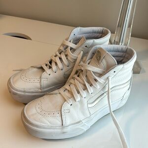 Vans Women's Sk8-Hi Stacked Pop True White Metallic Platform Shoes